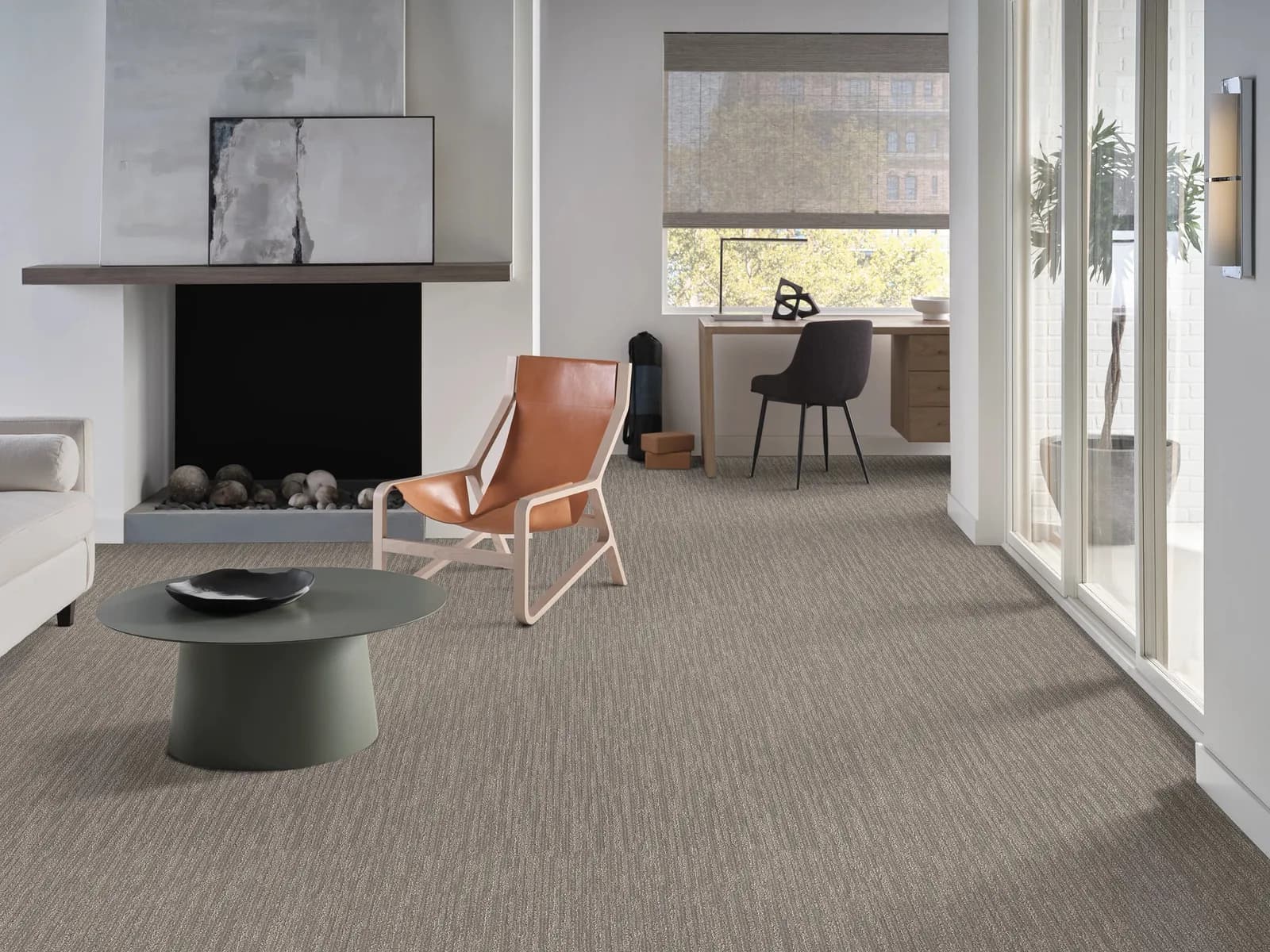 Nature's Mark River Birch carpet styled in a bedroom